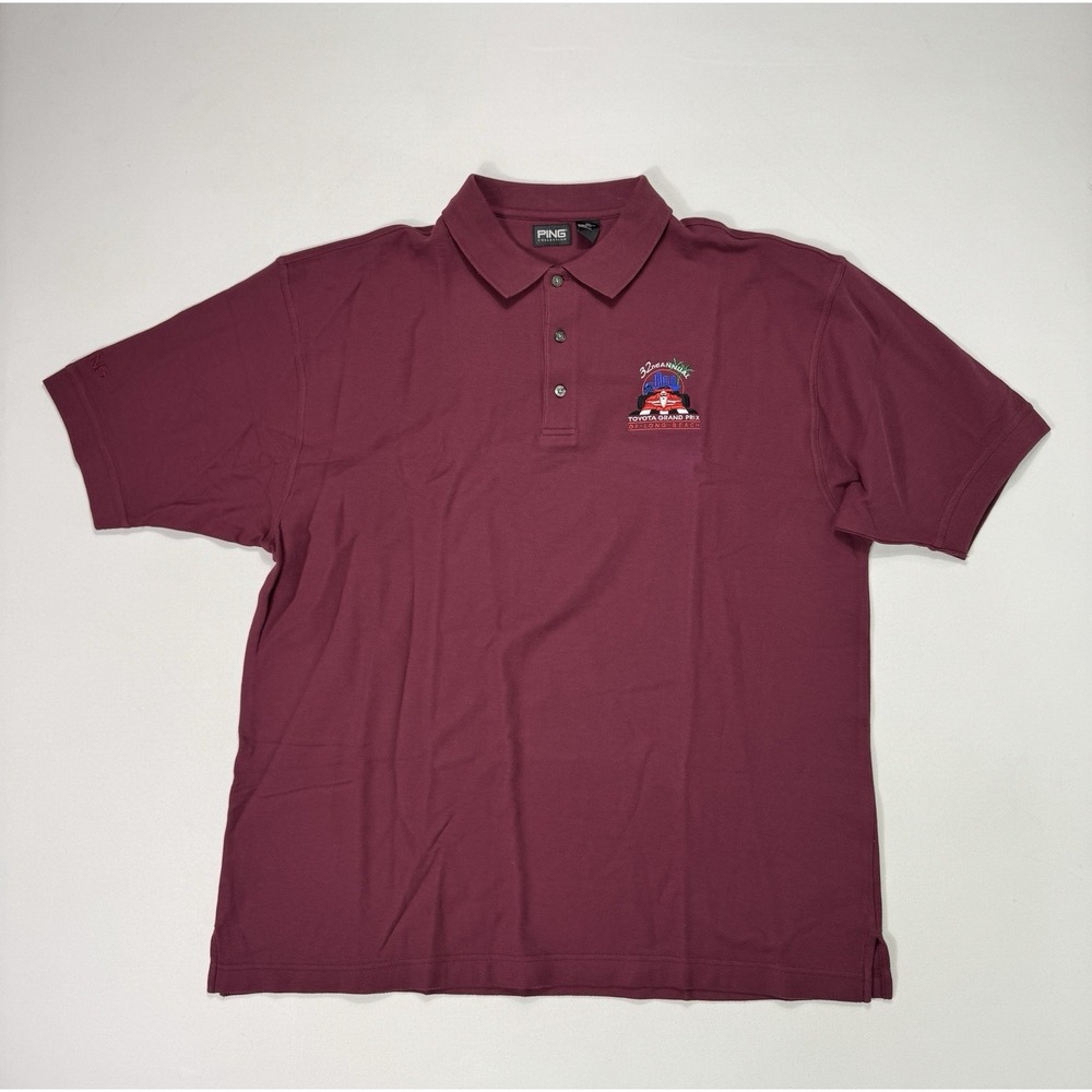 Ping Mens XL Golf Polo Shirt Maroon Toyota Grand Prix Long Beach Vintage Racing
